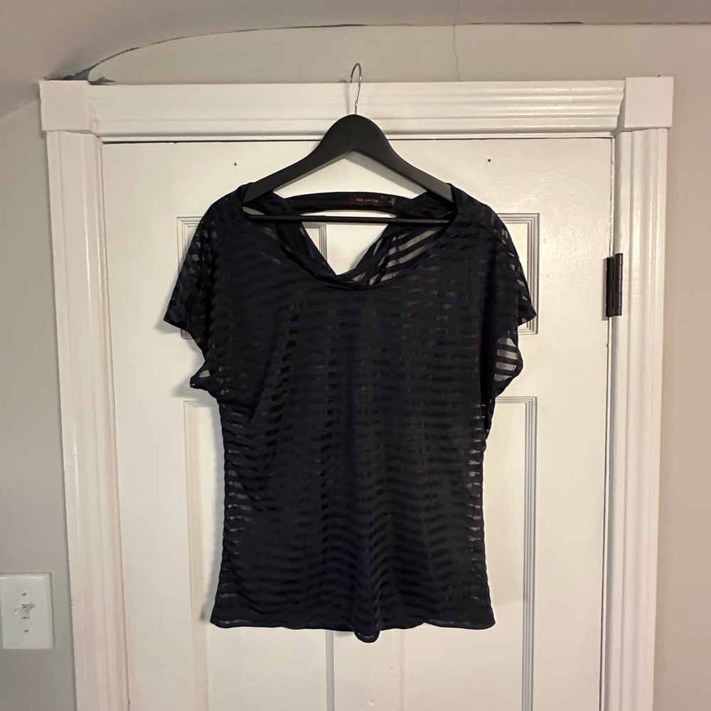 The Limited Black Flutter Sleeve Tee